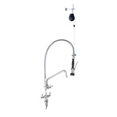 Stainless Steel Line Retractor Dual Hob Mounted Pre Rinse Unit With Po